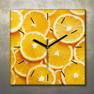 Produktbild von Wohnzimmer Leinwand Uhr Geräuschlos Küche 30x30 Farbige, Früchte, Motive, schwarze Zeiger