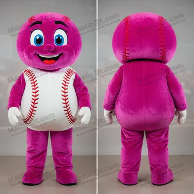 Image de Mascotte MASTICOT Baseball Ball Magenta Cartoon