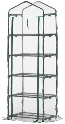 Produktbild von Mini-Gewächshaus mit 5 Ebenen | Farbe: Transparent/Grün | Abmessungen: 69x49x193 cm