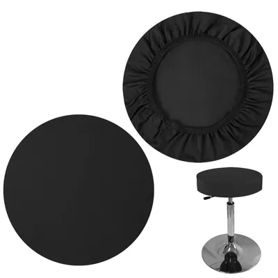 Runde Hockerbezüge, 2 Stück, schwarz, elastisch, Ø 25-35 cm, Höhe 10 cm