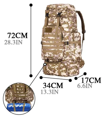 Productafbeelding van Wandelrugzak 80 liter, waterdicht, 800D Oxford, voor reizen