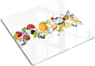 Immagine prodotto di Copertura per piano cottura – Copertura per piano a induzione – Piano di vetro protettivo – 60x52 cm – Piani di vetro protettivi per fornelli – Vetro temperato – Frutta e acqua