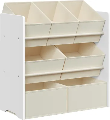 Produktbild von SONGMICS Kinderregal, Spielzeugregal, Bücherregal Kinder, mit 7 Aufbewahrungsboxen aus Vliesstoff, Kinderzimmer-Regal, geräumig, 29,5 x 62,5 x 60 cm,