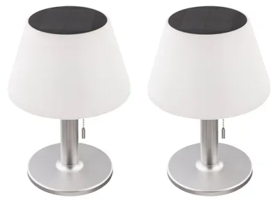 Produktbild von 2er Set LED Solartischlampe, silber, Edelstahl, weiß, H 28 cm