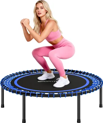 Produktbild von Mini-Trampolin - Fitness-Trampolin - Ø114 cm - Verstärkter Stahlrahmen - Cardio & Beintraining - Ohne Sicherheitsnetz - Blau