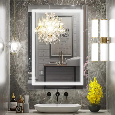 Image de Miroir de salle de bain avec éclairage et interrupteur tactile, 70 x 90 cm