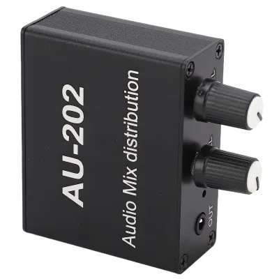Zdjęcie produktu dla Mini mikser audio, mikser dystrybucyjny audio, mikser audio stereo, mikser audio z lupą, mikser audio 2 wejścia i 2 wyjścia, mini dystrybutor audio