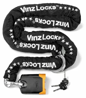 Produktbild von VINZ Batura Motorradschloss 200cm | Massives Kettenschloss 13,8mm Dicke Kette aus Gehärtetem Stahl | Rollerschloss | ART 5 Panzerschloss 120-200 cm