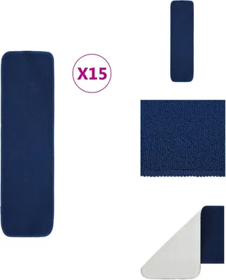 Produktbild von vidaXL Antirutsch Stufenmatten 15 Stk. 75x20 cm Marineblau Rechteckig -  Stufenteppiche