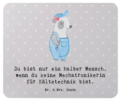 Produktbild von Mr. & Mrs. Panda Mouse Pad Mechatronikerin für Kältetechnik Herz - Grau Pastell - Geschenk, Gesellenprüfung, laptop mauspad, Mousepad, Witzig, Spruch, computer, Lustig