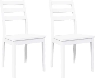 Image de vidaXL Chaises de salle à manger 2 pcs. Blanc Bois massif Hévéa