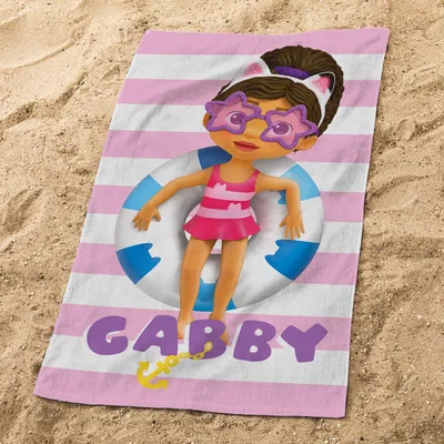Zdjęcie produktu dla OMYDREAM Gabby i Magiczny Dom - Różowy ręcznik do kąpieli i plażowy dla dzieci, 100