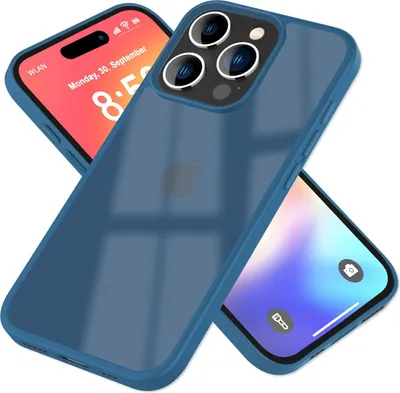 Produktbild von NALIA Matte Handyhülle für iPhone 16 Pro – Stoßfester TPU-Rand & Semi-Transparent – FUZION (Anti-Fingerprint Case) – Marke aus Berlin – Dunkelblau