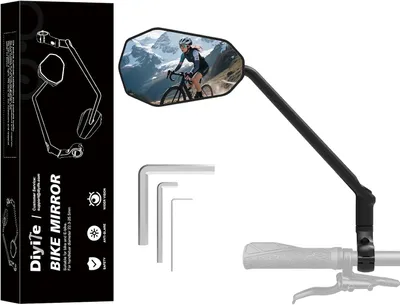 Productafbeelding van Fietsspiegel links - Extra groot glas - Verlengde arm - 360 graden draaibaar