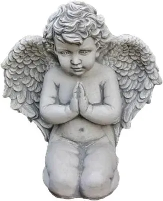 Produktbild von Engel betend aus Steinguss perfekt für den Garten die Terrasse oder den Vorgarten ist Frostfest Witterungsbeständig und Neu 46cm H, PO-476