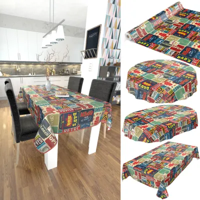 Produktbild von Tischdecke Wachstuch Retro Rot Robust Wasserabweisend Breite 140 cm Länge 260 cm