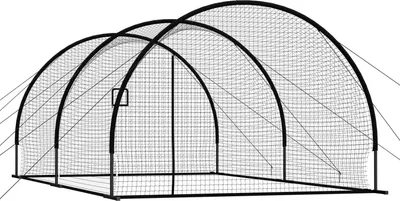 Immagine prodotto di Gabbia da baseball, 6060 x 3660 x 2500 mm Gabbia da battuta portatile indipendente, gabbie da battuta con HDPE intrecciato a 30 strati e apertura per macchina lanciapalle, rete per gabbie da battuta per interni ed esterni