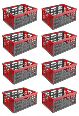 Produktbild von Keeeper 8er-Set Klappkorb Einkaufstasche Rot 45L