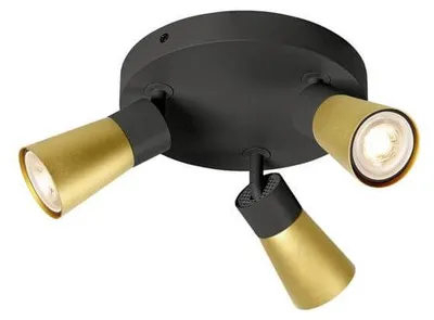 Imagen del producto de SLV PURI 2.0, foco cónico, lámpara de techo o de pared, redonda, 3 x máx. 6W GU10, /dorado, modelo 1008337