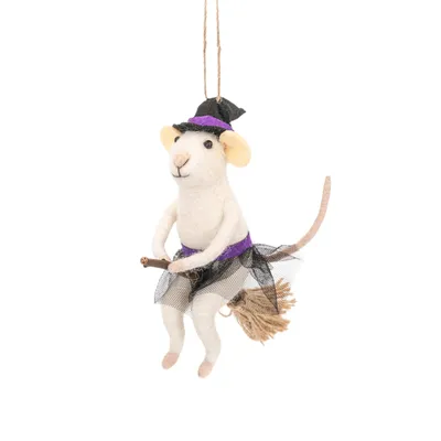 Produktbild von Maus auf Besen Filz Weihnachthänger - Sass & Belle