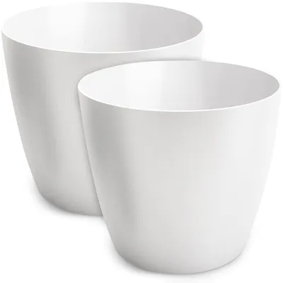 Produktbild von Set von 2 Weißen Kunststoff-Blumentöpfen, 30 cm Durchmesser