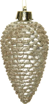 Image de Décorations d'arbre de Noël Cônes en plastique 8cm 6 pièces - Perle