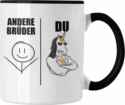 Produktbild von Trendation - Bruder Geschenk Tasse Spruch Bester Bruder Geschenkidee von Schwester für Brüder (Schwarz)
