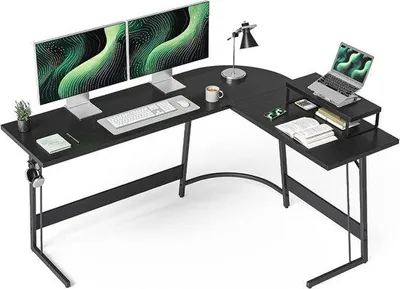Productafbeelding van Gaming Hoekbureau L-vorm 150 x 120 cm - Ruimtebesparend Bureau met Monitorstandaard