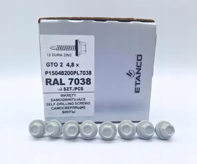 Zdjęcie produktu dla Wkręty samogwintujące ETANCO Wkręty trapezowe do blachy RAL 7038 4,8 x 20 mm 250 szt.