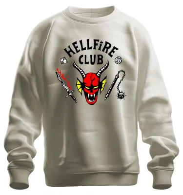 Produktbild von HELLFIRE CLUB Dämon Schädel Hörner D20 Flammenschwert Sweatshirt Pullover, Natur, L