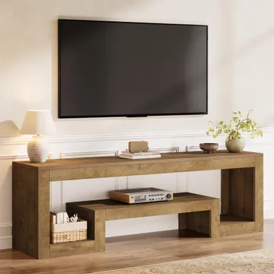 Produktbild von Tribesigns TV-Schrank, 160 cm Lowboard Stehend mit Offenen Regalen, Fernsehschrank für Fernseher bis zu 75 Zoll, für Wohnzimmer, Schlafzimmer