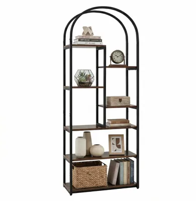 Produktbild von COSTWAY 7 Ebenen Bücherregal, Regal, Metallregal, Ausstellungsregal braun, Standregal für Wohnzimmer, Schlafzimmer & Arbeitszimmer, 70 x 30 x 181,5 cm