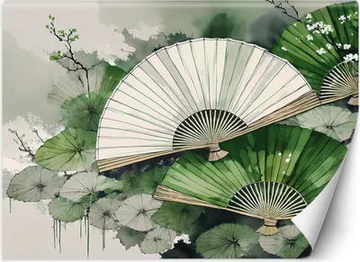 Produktbild von Vlies fototapete Grüner japanischer Fächer 200x140 cm Feeby Grün inkl. Kleber einfache Montage