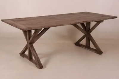 Produktbild von Casa Padrino Luxus Vintage Teak Esstisch Rustic Grey 170 x 95 x 78 cm - Massiver Landhaus Stil Tisch
