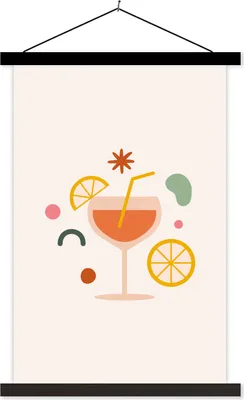 Produktbild von MuchoWow® Textilposter Cocktail - Orange - Sommer 40x60 cm mit schwarzem Rahmen - Wanddekorationen