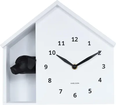 Produktbild von Karlsson - Wanduhr Peeking Doggy - Weiß - 24.9x24.9x27cm