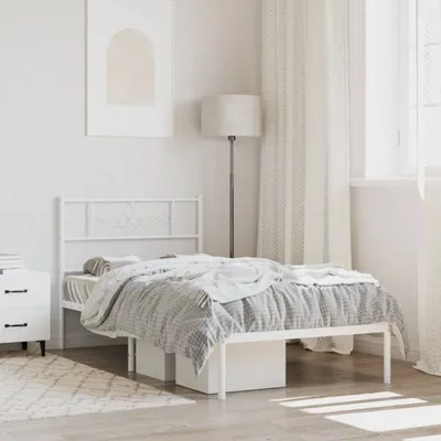 Produktbild von Maison Exclusive - Bettgestell mit Kopfteil Metall Weiß 90x200 cm