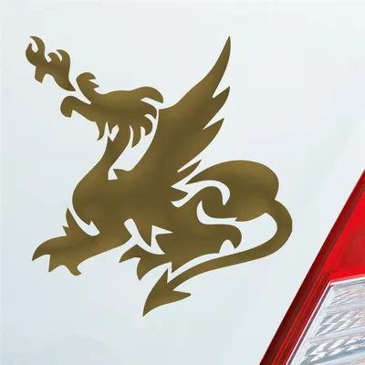 Produktbild von Auto Aufkleber Chinesischer Drache Dragon Fire 10x9,5 cm Gold Sticker Heckscheibenaufkleber