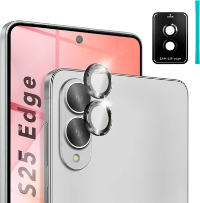 Image de Protection de la caméra pour Samsung Galaxy S25 Edge - Lentilles en verre, anneau anti-reflet, compatibles avec les étuis, cristal transparent