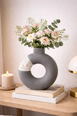 Produktbild von Evila Originals, Handbemalter Dekorationstopf aus Keramik, Ø 23 cm, Höhe 26 cm | Elegantes Design für moderne Wohnräume | Perfekt für Pflanzen und Dekorationselemente
