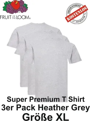 Immagine prodotto di confezione 3er/5er/10er Fruit of the Loom Super Premium T Shirt S M L XL 2XL 3XL XL Heather Grrey 3