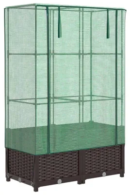 Produktbild von vidaXL Hochbeet mit Gewächshaus-Aufsatz Rattan-Optik 80x40x138 cm