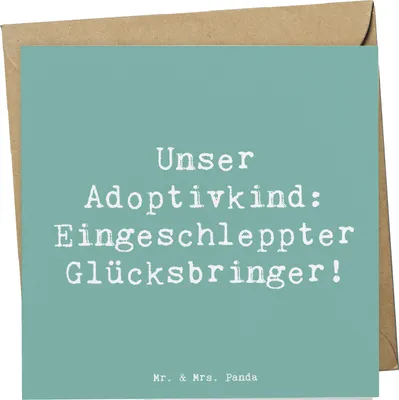 Produktbild von Mr. & Mrs. Panda Glückwunschkarte Spruch Adoptivkind Glücksbringer - Meeresbrise - Geschenk, faltkarte, Familie, Klappkarte, anlasskarte, Verwandte, einzigartige Designs