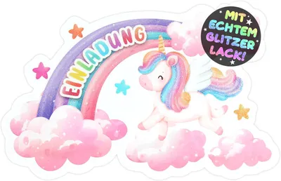 Productafbeelding van Glitter eenhoorn uitnodigingskaarten - Set van 12 - Regenboogpartykaarten zijn de eenhoorn uitnodiging
