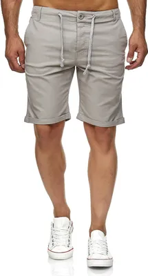 Produktbild von Reslad Leinenhose Kurze Hose Herren Leinen-Shorts lässige Männer Freizeithose Strandhose Stoffhose Sommer-Shorts RS-3002 Hellgrau S