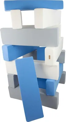 Zdjęcie produktu dla Wieża Jenga komplet 15 dużych klocków piankowych Wieża Jenga komplet 15 dużych klocków piankowych (kolor: biały, jasnoniebieski, szary)