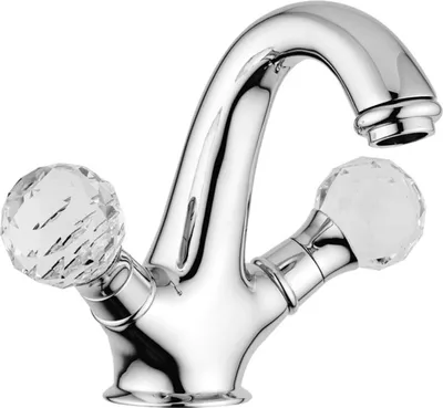 Produktbild von Luxus Waschtischarmatur mit Swarovski Kristallglas Silber 13,5 x H. 16,5 cm - Luxus Bad Zubehör  Italy