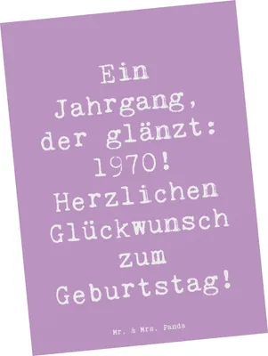 Produktbild von Mr. & Mrs. Panda Grußkarte Spruch 1970 Geburtstag - Lavendeltraum - Geschenk, Postkarten, kunstkarte, Geburtstagsgeschenk, Ansichtskarten, Fotokarte, besonderes Jahr, 50.