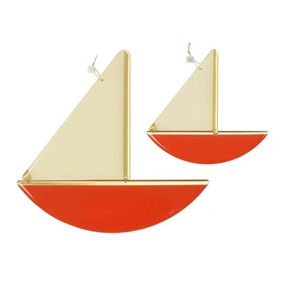 Produktbild von 2er Set Wanddekorationen, Rot, Bronze-Acryl, handgefertigt, modern & minimalistisch, in zwei Größen, aus Griechenland
