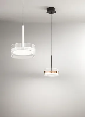 Immagine prodotto di Lampada a Sospensione LED 14W in Metallo e Alluminio, Design Biemissione, Finitura Oro Lucido e Nero Opaco, Dimmerabile, D.20 cm - Perenz